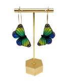 Butterfly Dangles: Blue Green Yellow Ombre