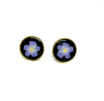 Gold Framed Blue Flower Studs