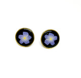Gold Framed Blue Flower Studs