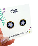 Gold Framed Blue Flower Studs