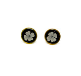 Gold Framed Cream Flower Studs