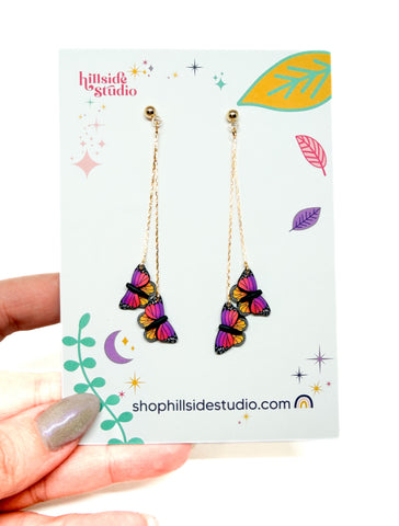 Double Butterfly Dangles - Sunset Ombré