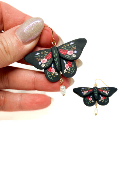 Floral Couture Moth Dangles