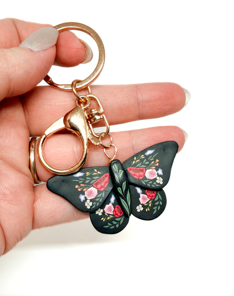Floral Couture Moth Keychain/Bag Charm