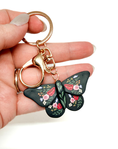 Floral Couture Moth Keychain/Bag Charm