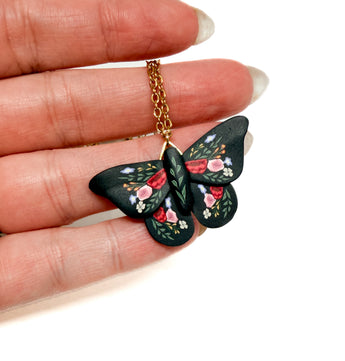 Floral Couture Moth Necklace