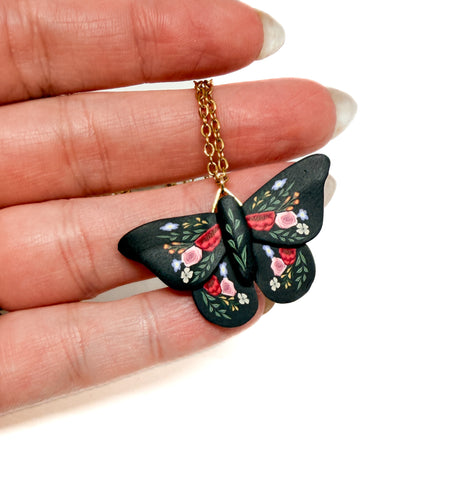 Floral Couture Moth Necklace
