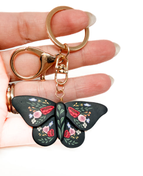 Floral Couture Moth Keychain/Bag Charm