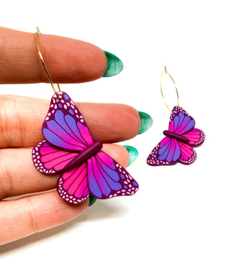 Butterfly Dangles: Pink Purple Ombre