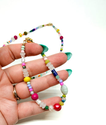 Colorful Gemstone & Pearl Beaded Bracelet