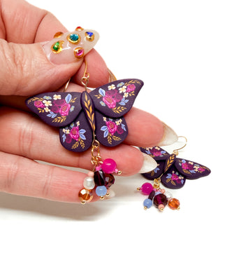 Autumn Floral Moth Dangles