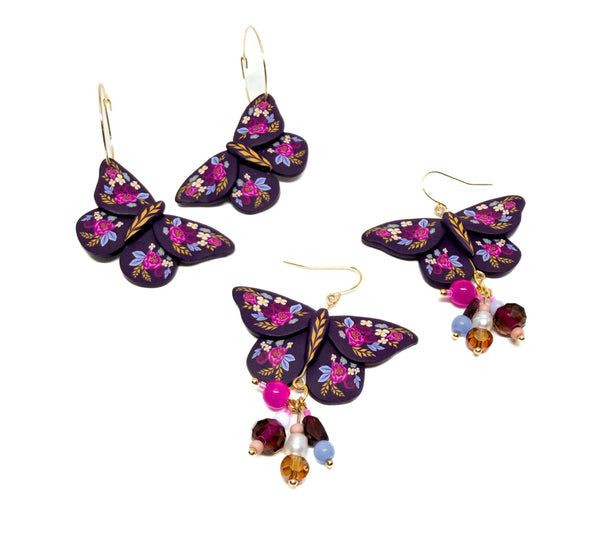 Autumn Floral Moth Dangles