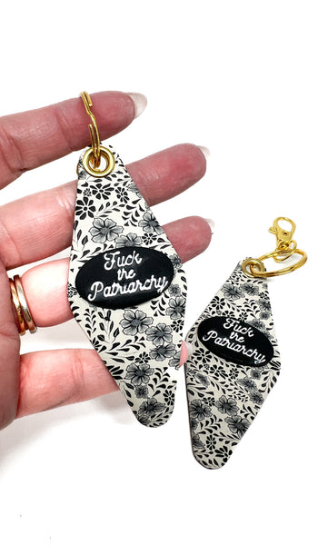 F*ck the Patriarchy Keychain - Flora Black & Cream