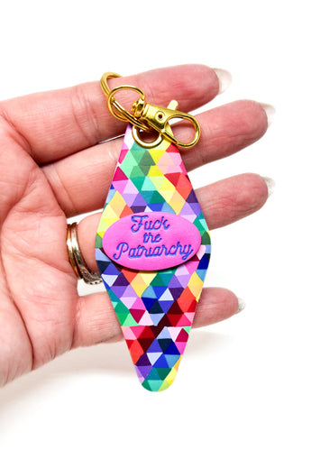 F*ck the Patriarchy Keychain - Rainbow Prism