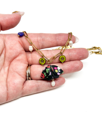 Summer Whimsy Moth Charm Necklace
