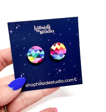 Rainbow Prism Stud Earrings