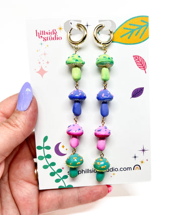 Colorful Mushroom Chain Earrings