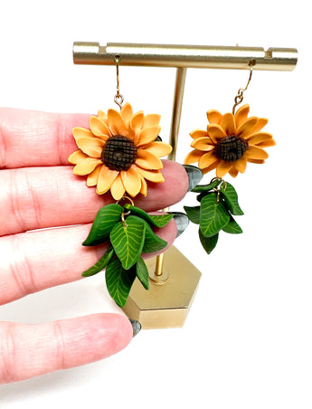 Sunflower & Leaf Dangles PRE-ORDER