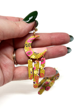Moon Dangles  - Mustard Autumn Floral