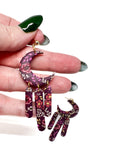 Moon Dangles  - Wine Autumn Floral