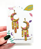 Moon Dangles  - Mustard Autumn Floral
