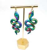 Anya Snake Earrings - Aqua Butterfly Garden