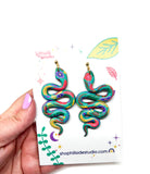 Anya Snake Earrings - Aqua Butterfly Garden
