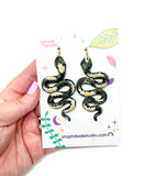Anya Snake Earrings - Daisy Print