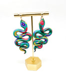 Anya Snake Earrings - Aqua Butterfly Garden