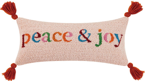 Peace & Joy With Tassels Hook Pillow