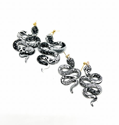 Kategori strække papir Anya Snake Earrings - B&W Pattern Mix – Hillside Studio