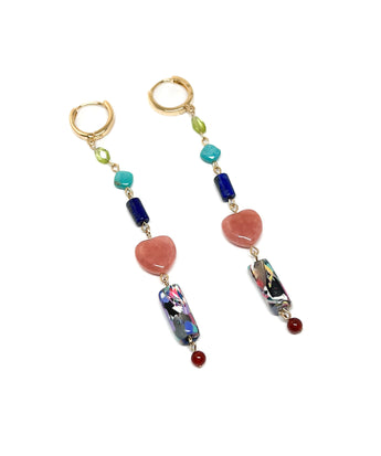 The Gemstone Collection: Carnelian + Turquoise + Peridot + Rhodochrisite Hearts + Lapis Lazuli + Colorful Scrappy Beads