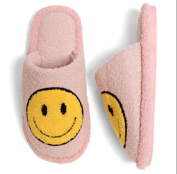 Pink Smiley Face Slippers