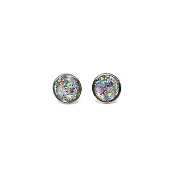 Resin Studs - Silver Glitter