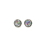 Resin Studs - Silver Glitter