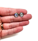 Resin Studs - Silver Glitter